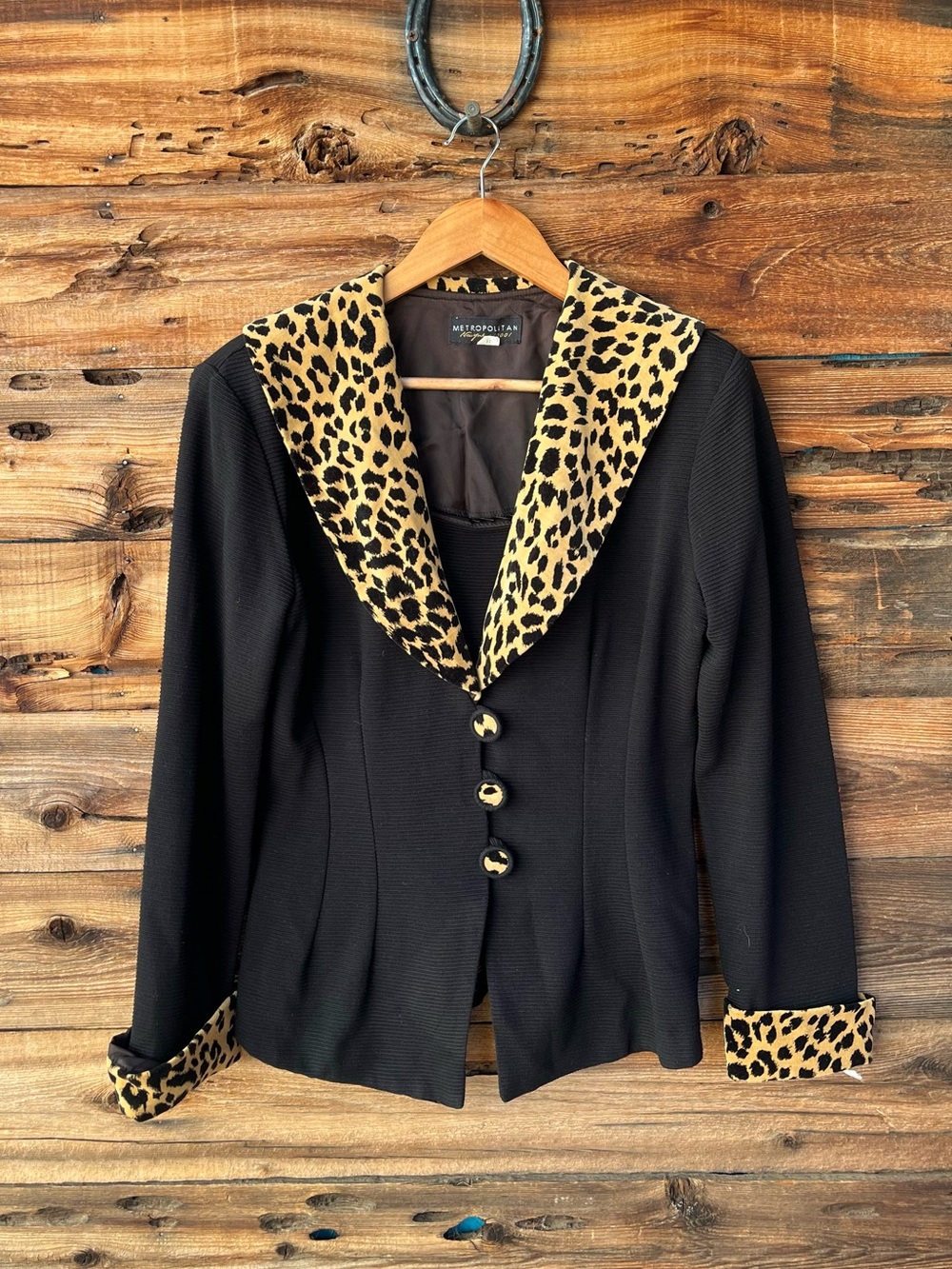METROPOLITAN | Vintage 90s Y2K Leopard Black Pencil Skirt & Jacket Set 12 - Picture 2 of 12